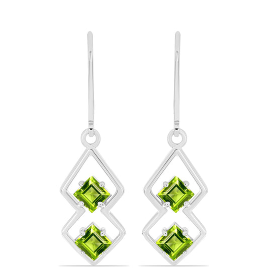 Ezüst Fülbevaló Changbai Peridottal
