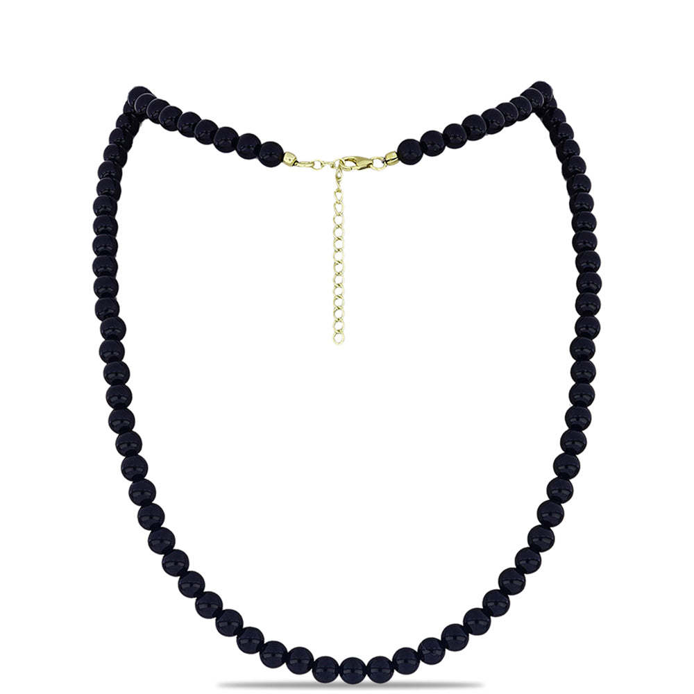 Arannyal Bevont Ezüst Nyaklánc Suwari Fekete Onixszal 1 