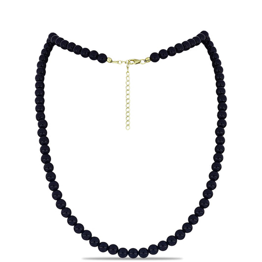 Arannyal Bevont Ezüst Nyaklánc Suwari Fekete Onixszal