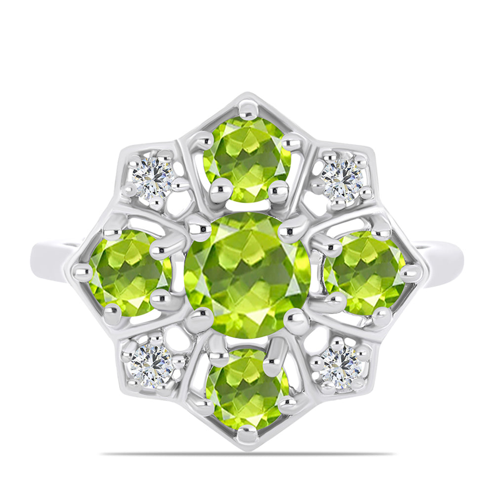 Ezüst Gyűrű Changbai Peridottal és Fehér Topázzal 1 