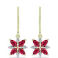 Arannyal Bevont Ezüst Fülbevaló Madagaszkári Rubinnal és Fehér Topázzal