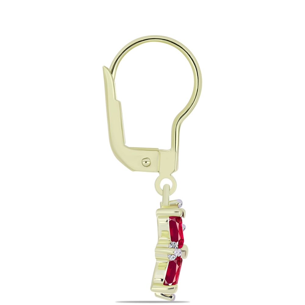 Arannyal Bevont Ezüst Fülbevaló Madagaszkári Rubinnal és Fehér Topázzal 2 