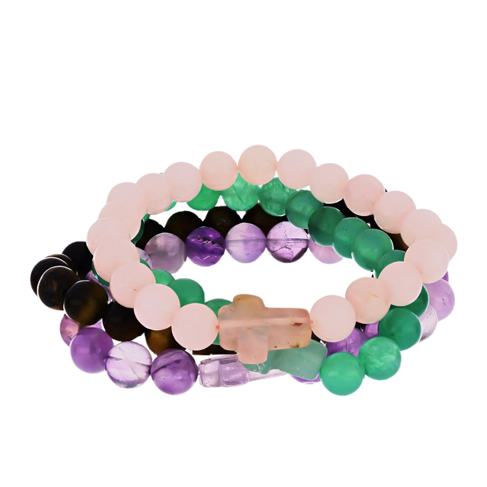 Kereszt Nugget Szett Marokkói Ametiszttel és Tigrisszem Drágakővel ( Karkötő ) 2 