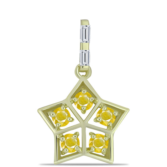 Arannyal Bevont Ezüst Medál Rosebery Sárga Zafírral és Fehér Cirkónnal