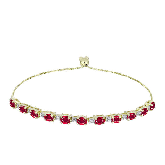 Arannyal Bevont Ezüst Karkötő Madagaszkári Rubinnal és Fehér Topázzal