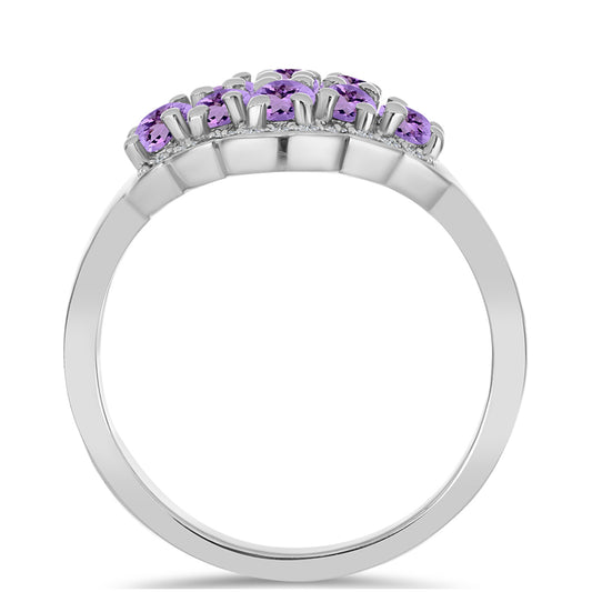 Ezüst Gyűrű Rose De France Ametiszttel és Fehér Topázzal