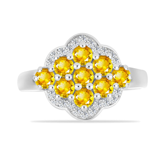 Ezüst Gyűrű Ural Citrinnel és Fehér Topázzal