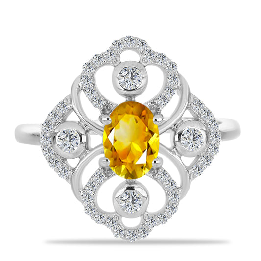 Ezüst Gyűrű Ural Citrinnel és Fehér Topázzal