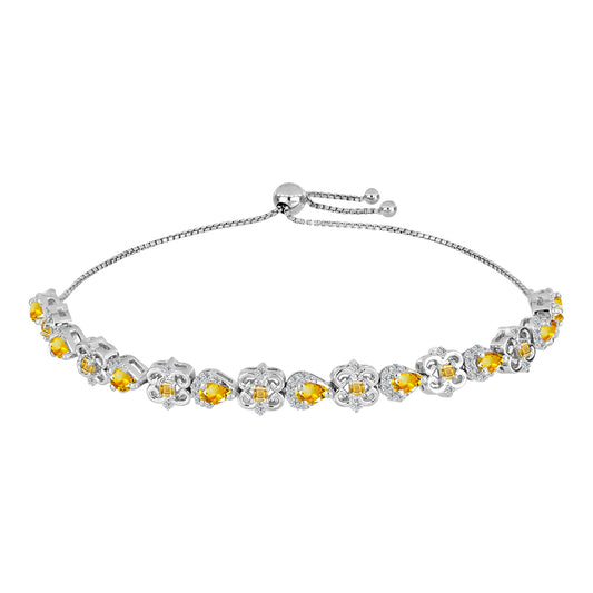 Ezüst Karkötő Ural Citrinnel és Fehér Topázzal