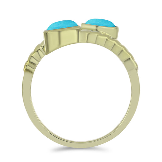 Arannyal Bevont Ezüst Gyűrű Csipkerózsika Türkizzel