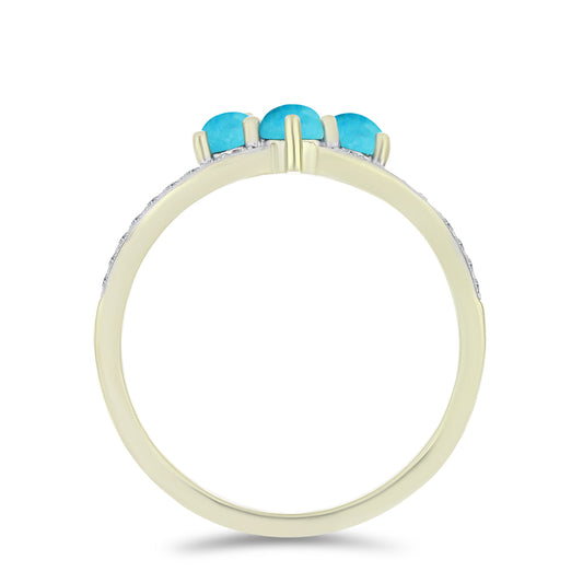 Arannyal Bevont Ezüst Gyűrű Csipkerózsika Türkizzel és Fehér Topázzal