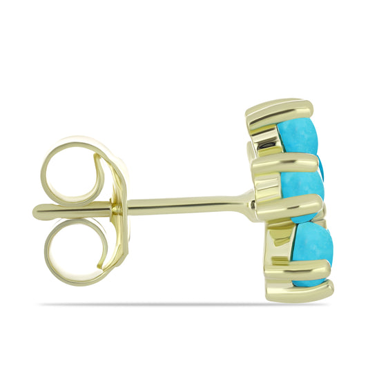 Arannyal Bevont Ezüst Fülbevaló Csipkerózsika Türkizzel és Fehér Topázzal