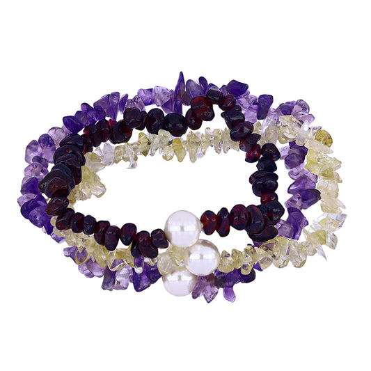 Nugget Szett Barton Gránáttal és Fehér Édesvízi Kagylógyönggyel ( Karkötő )