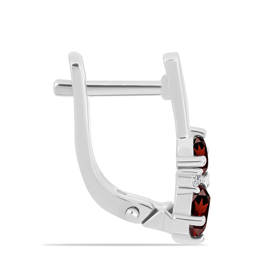 Ezüst Fülbevaló Barton Gránáttal és Fehér Topázzal