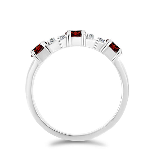 Ezüst Gyűrű Barton Gránáttal és Fehér Topázzal