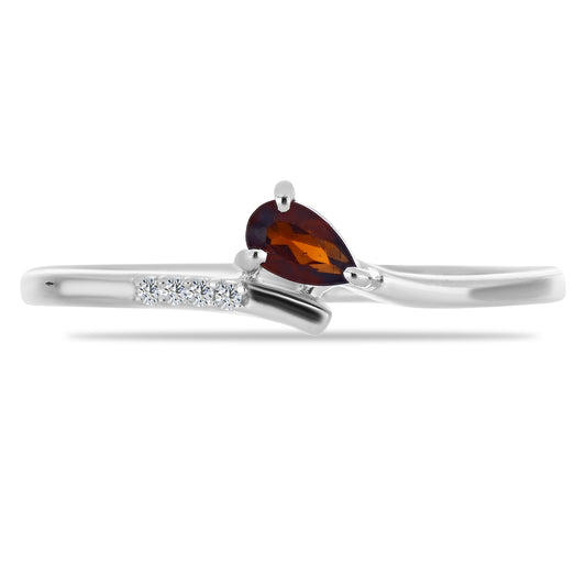 Ezüst Gyűrű Barton Gránáttal és Fehér Topázzal