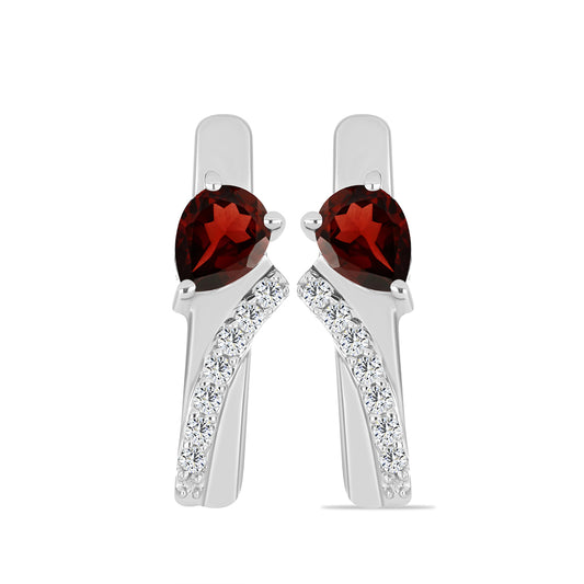 Ezüst Fülbevaló Barton Gránáttal és Fehér Topázzal