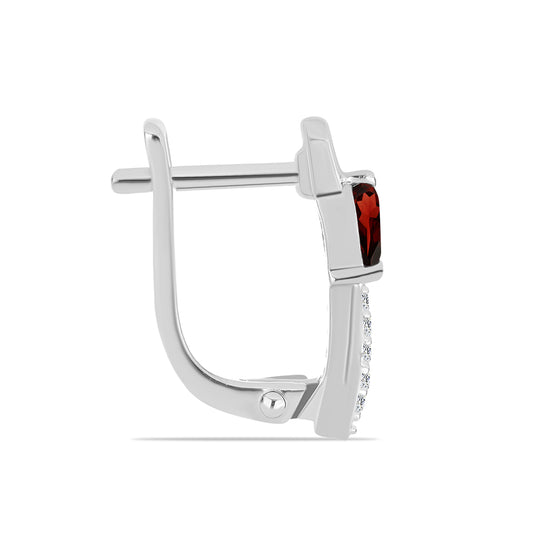 Ezüst Fülbevaló Barton Gránáttal és Fehér Topázzal