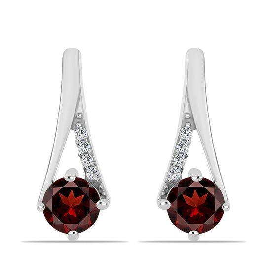 Ezüst Fülbevaló Barton Gránáttal és Fehér Topázzal
