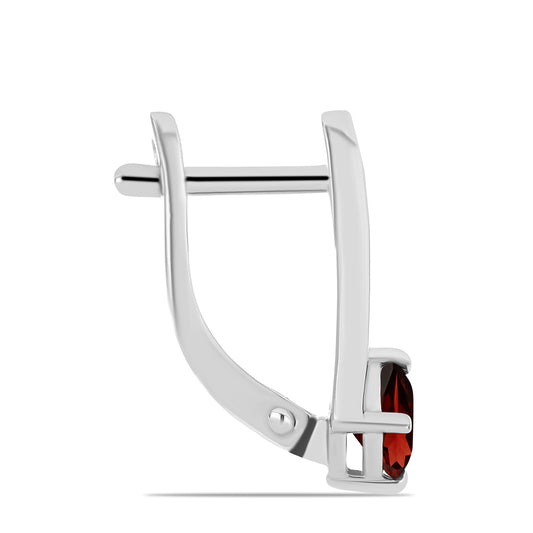 Ezüst Fülbevaló Barton Gránáttal és Fehér Topázzal