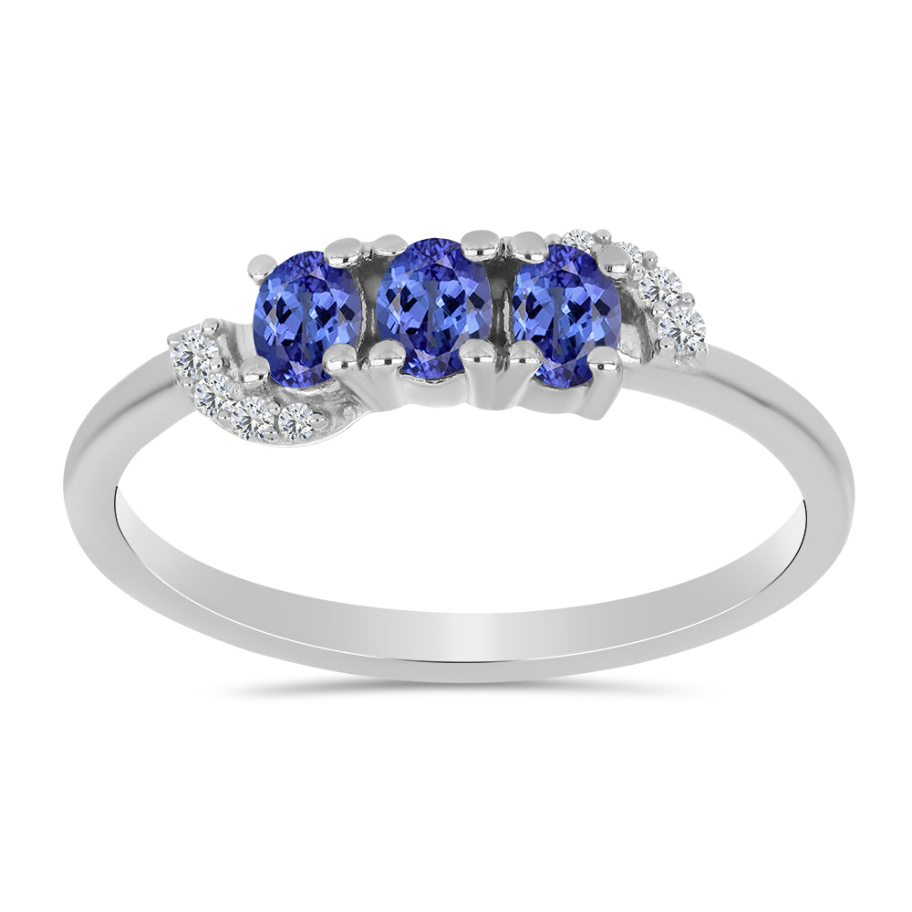 Ezüst Gyűrű Tanzanittal és Fehér Topázzal 3 