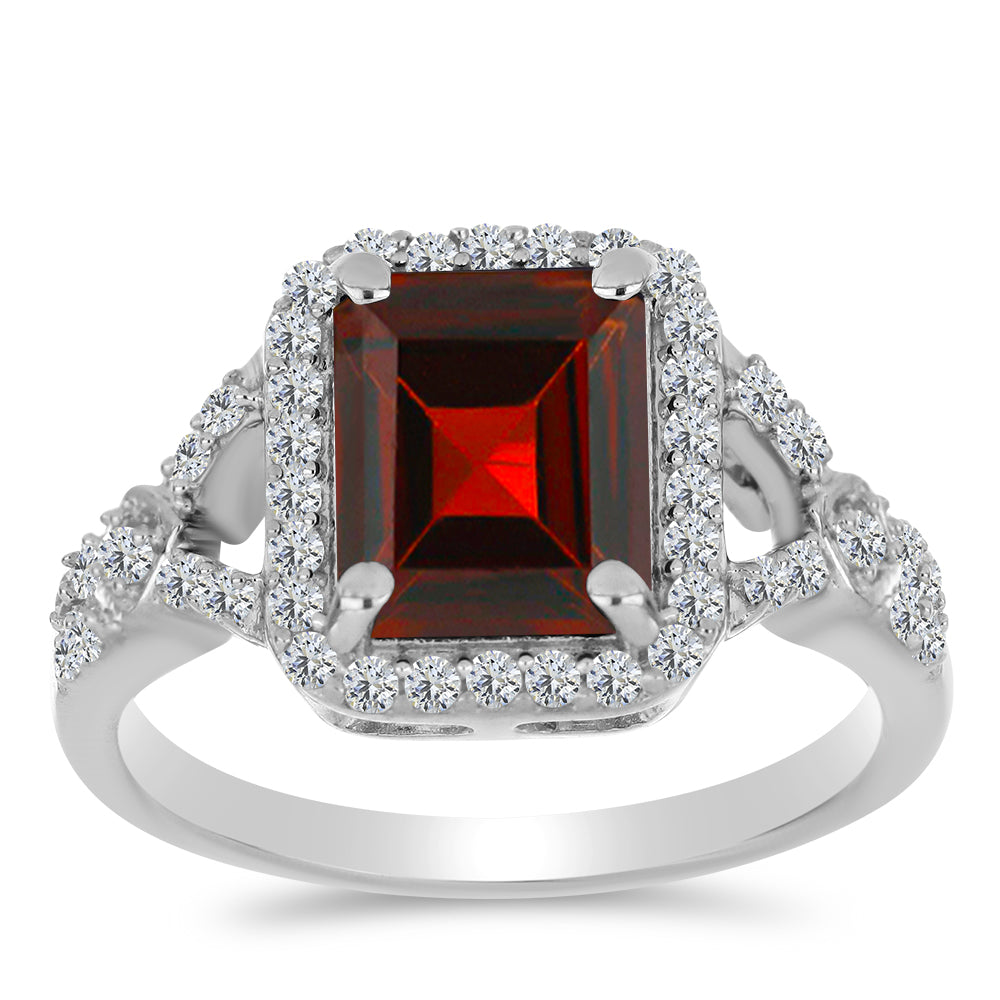 Ezüst Gyűrű Barton Gránáttal és Fehér Topázzal