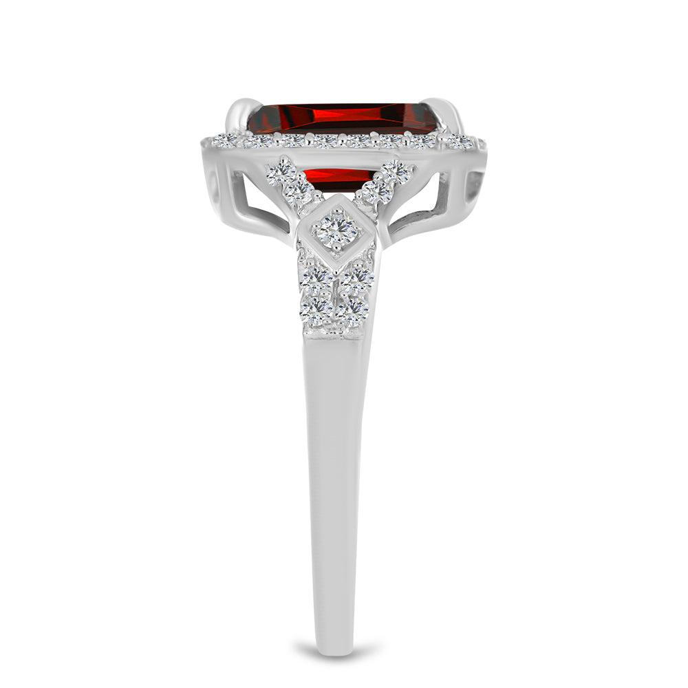 Ezüst Gyűrű Barton Gránáttal és Fehér Topázzal