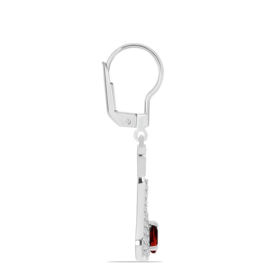 Ezüst Fülbevaló Barton Gránáttal és Fehér Topázzal