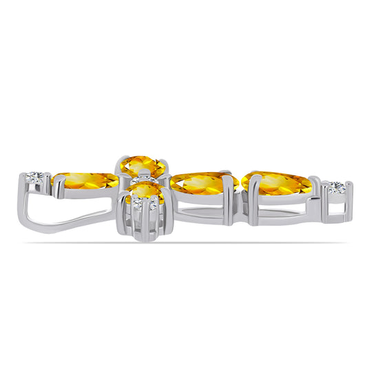 Kereszt Ezüst Medál Ural Citrinnel és Fehér Topázzal