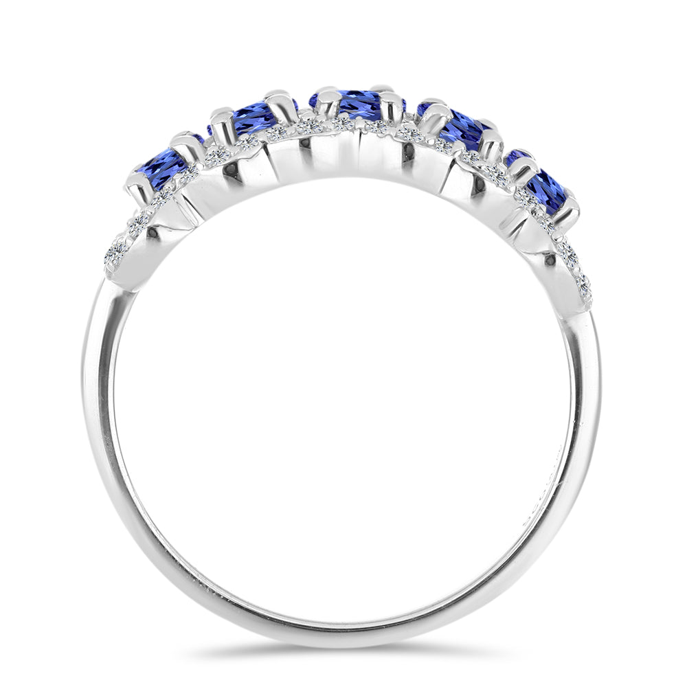 Ezüst Gyűrű Tanzanittal és Fehér Topázzal