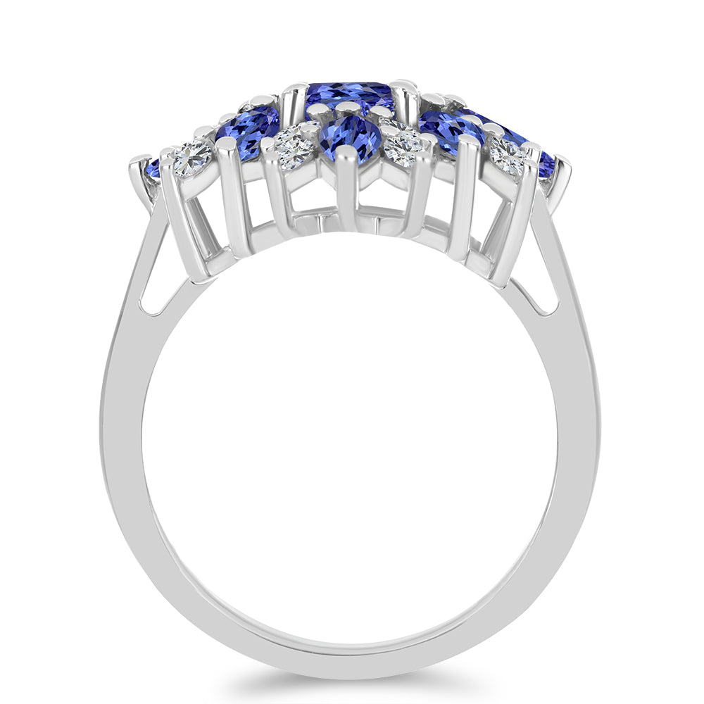 Ezüst Gyűrű Tanzanittal és Fehér Cirkónnal 2 