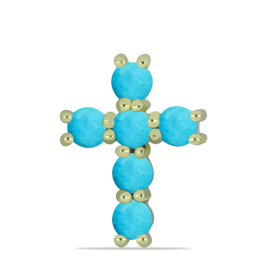 Kereszt Arannyal Bevont Ezüst Medál Csipkerózsika Türkizzel