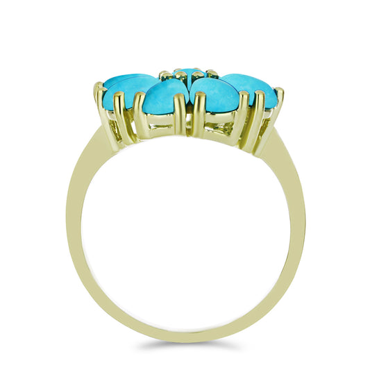 Arannyal Bevont Ezüst Gyűrű Csipkerózsika Türkizzel