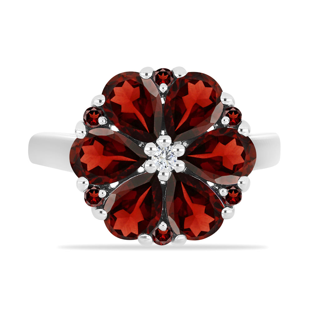 Ezüst Gyűrű Barton Gránáttal és Fehér Topázzal 1 