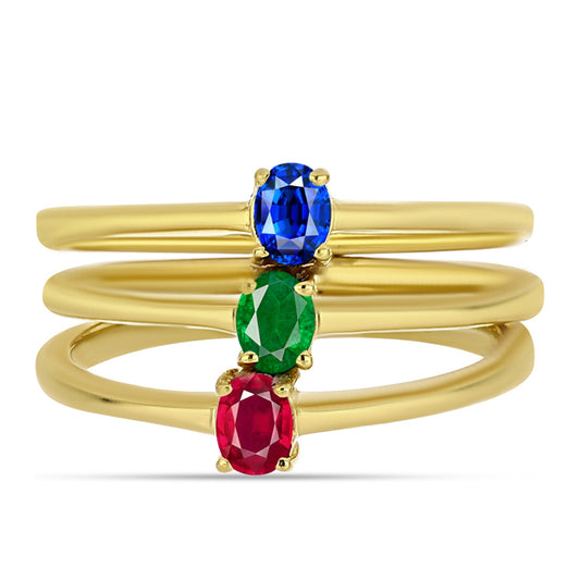Arannyal Bevont Ezüst Szett Mesterséges Rubinnal és Mesterséges Smaragddal ( Gyűrű )