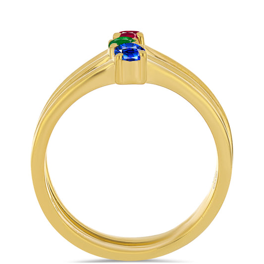 Arannyal Bevont Ezüst Szett Mesterséges Rubinnal és Mesterséges Smaragddal ( Gyűrű )