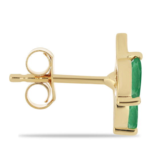 Arannyal Bevont Ezüst Fülbevaló Brazil Smaragddal