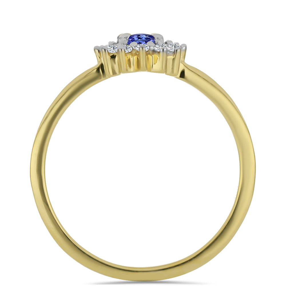 Arannyal Bevont Ezüst Gyűrű Tanzanittal és Fehér Cirkónnal 2 