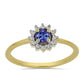 Arannyal Bevont Ezüst Gyűrű Tanzanittal és Fehér Cirkónnal