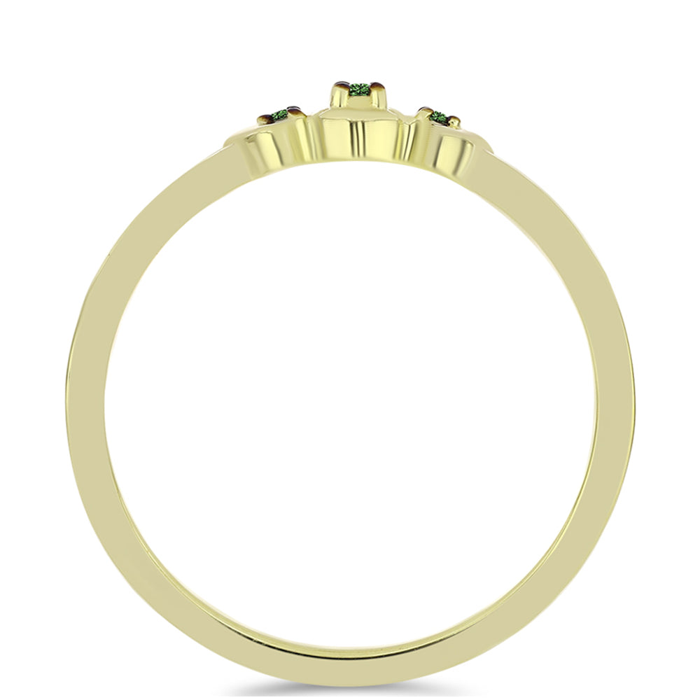 Arannyal Bevont Ezüst Gyűrű Zöld Gyémánttal