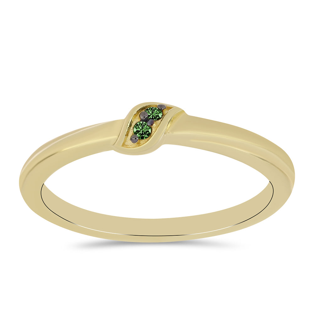 Arannyal Bevont Ezüst Gyűrű Zöld Gyémánttal 3 