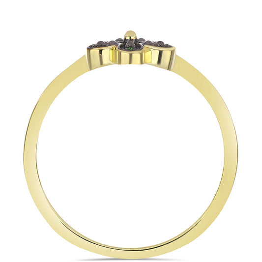 Arannyal Bevont Ezüst Gyűrű Zöld Gyémánttal