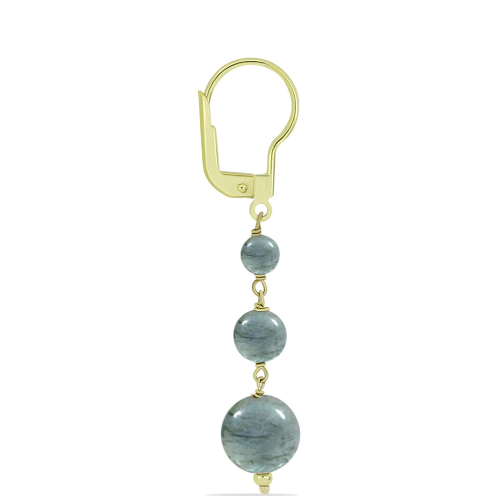 Arannyal Bevont Ezüst Fülbevaló Labradorittal