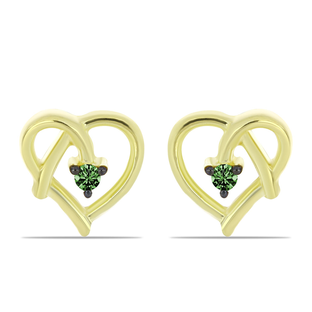 Arannyal Bevont Ezüst Fülbevaló Zöld Gyémánttal 1 