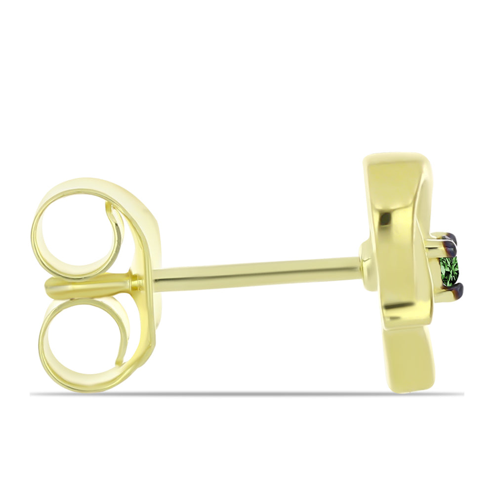 Arannyal Bevont Ezüst Fülbevaló Zöld Gyémánttal 2 