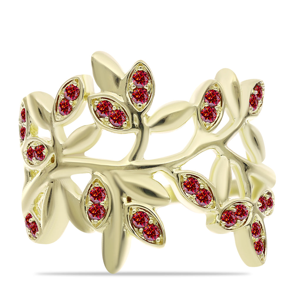 Arannyal Bevont Ezüst Gyűrű Fenséges Vörös Moissanite-tal 2 