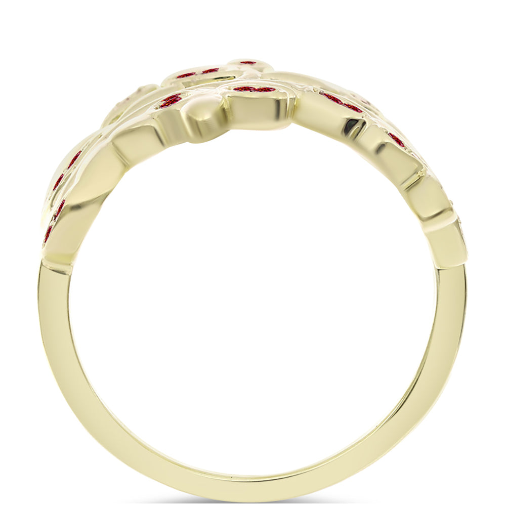 Arannyal Bevont Ezüst Gyűrű Fenséges Vörös Moissanite-tal 3 