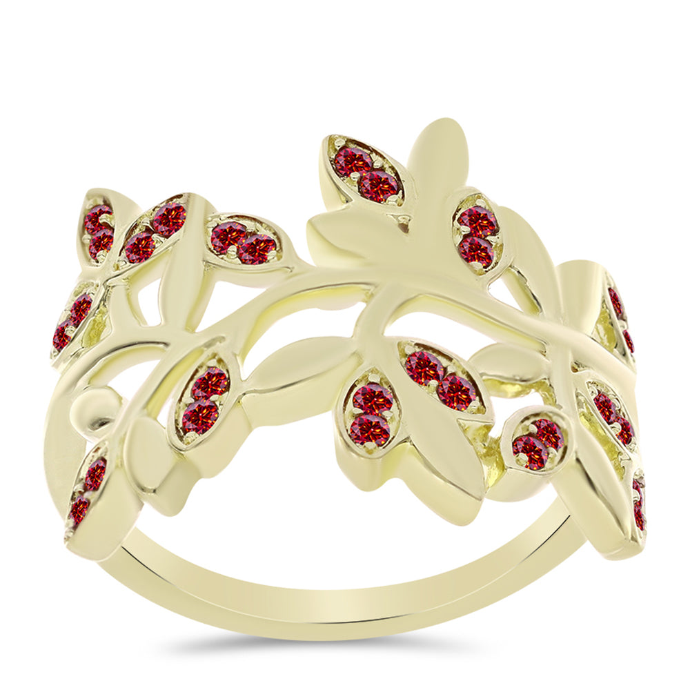 Arannyal Bevont Ezüst Gyűrű Fenséges Vörös Moissanite-tal 1 