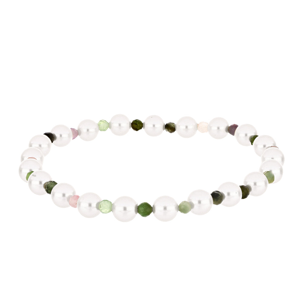 Nugget Karkötő Csakra Tourmalinnal és Fehér Édesvízi Kagylógyönggyel