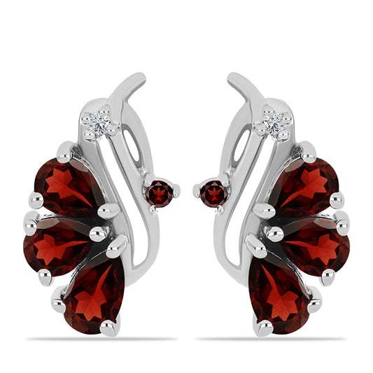 Ezüst Fülbevaló Barton Gránáttal és Fehér Topázzal